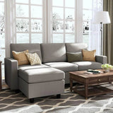 Convertible Firm Linen Fabric Sectional Sofa Light Grey - Omega Lifestyles