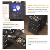 Large Modern Wooden Vanity Desk With Mirror Lights