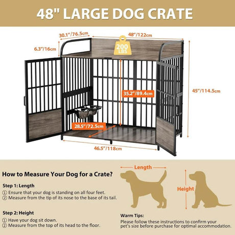 Heavy Duty Indoor XL Dog Crate With Adjustable Bowls - Omega Lifestyles