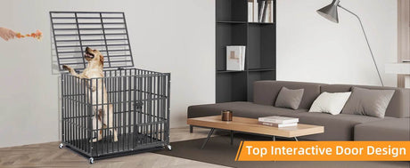 Heavy Duty Chew-Resistant Iron Dog Crate With Wheels - Omega Lifestyles