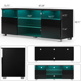 Modern High Glossy LED TV Stand With Storage Shelves
