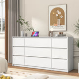 Modern 9 Drawer Engineered Wood Dresser With Charging Station