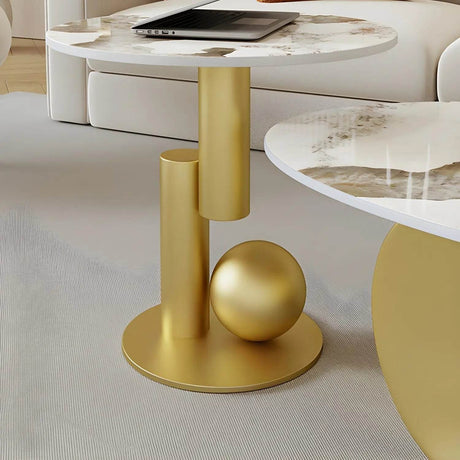 Modern Stone Coffee Table with Metal Base - Omega Lifestyles