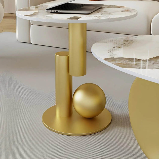 Modern Stone Coffee Table with Metal Base - Omega Lifestyles