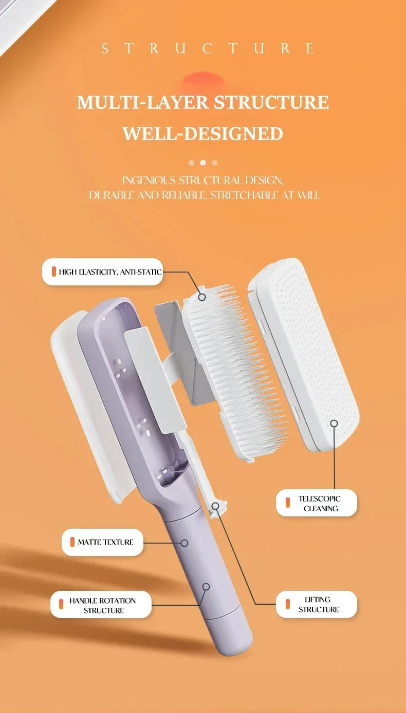 Rotatable Self-Cleaning Telescopic Airbag Hair Comb - Omega Lifestyles