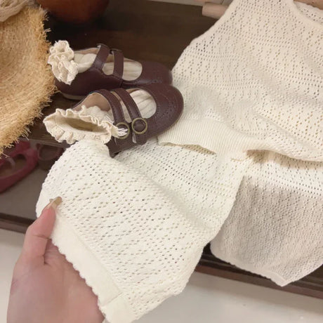 Girls Breathable Knit Summer Vest And Wide Leg Pants Set - Omega Lifestyles