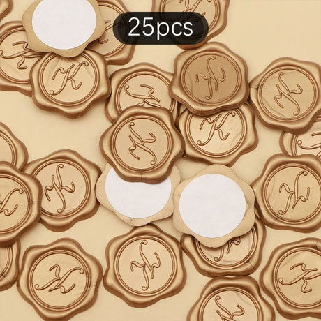 Pack Of 25 Initial Alphabet Adhesive Wax Seal Stickers - Omega Lifestyles