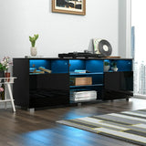 Modern High Glossy LED TV Stand With Storage Shelves