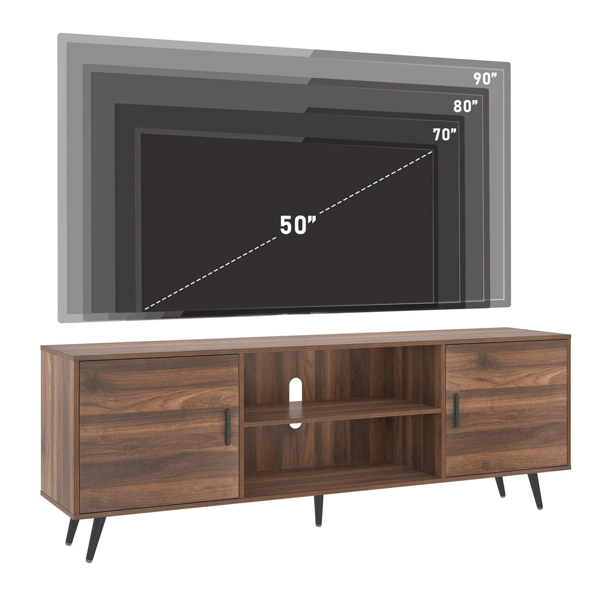 Modern Mid Century MDF Wood TV Stand Console
