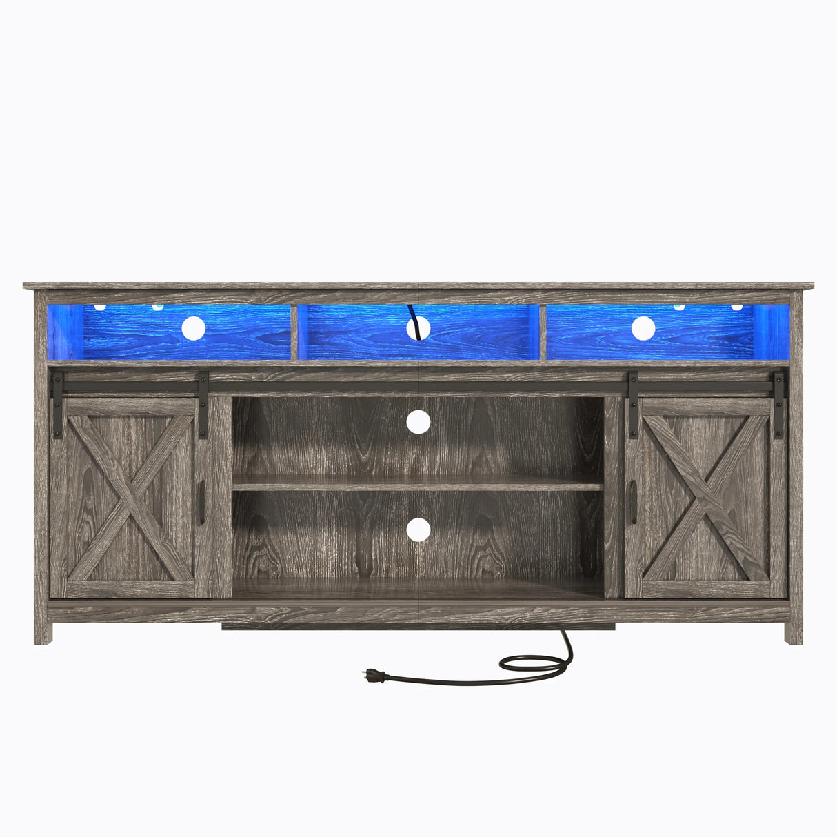 Farmhouse Sliding Barn Door Wooden TV Stand Cabinet