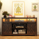 Farmhouse LED Wood Sliding Barn Door TV Stand