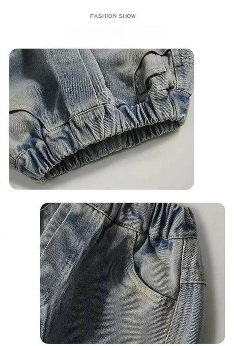 Children’s Loose Fit Mid Waist Big Pocket Straight Jeans - Omega Lifestyles