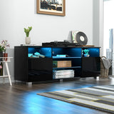Modern LED TV Stand With Adjustable Shelves and Remote Control
