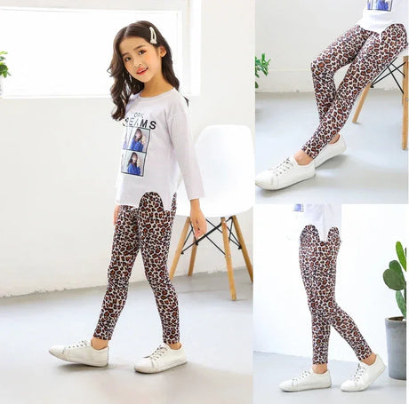Girls Printed Cotton Polyester Stretch Leggings - Omega Lifestyles