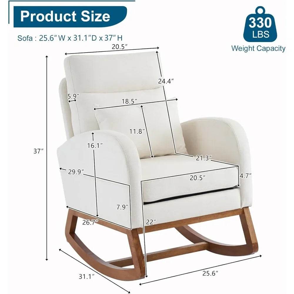 Beige Linen Upholstered Nursery Rocking Chair - Omega Lifestyles