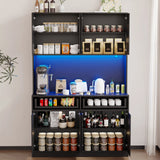 American Country Antique Wood Pantry Cabinet With LED Lights