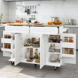 Spacious Rolling Kitchen Island Cart With Storage Cabinet