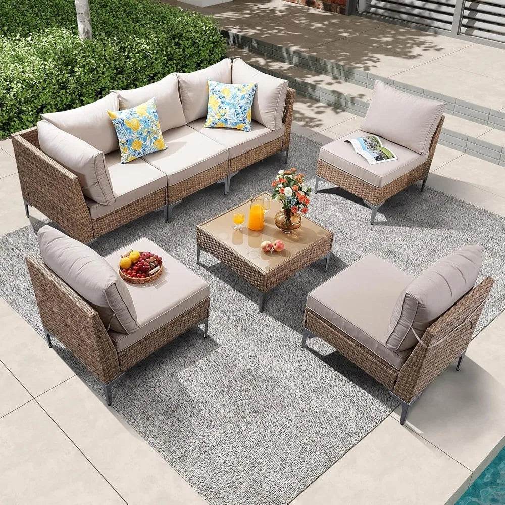 7-Piece Wicker Patio Furniture Set - Omega Lifestyles