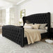 Velvet Upholstered Platform Bed Frame With Wingback Headboard - Omega Lifestyles