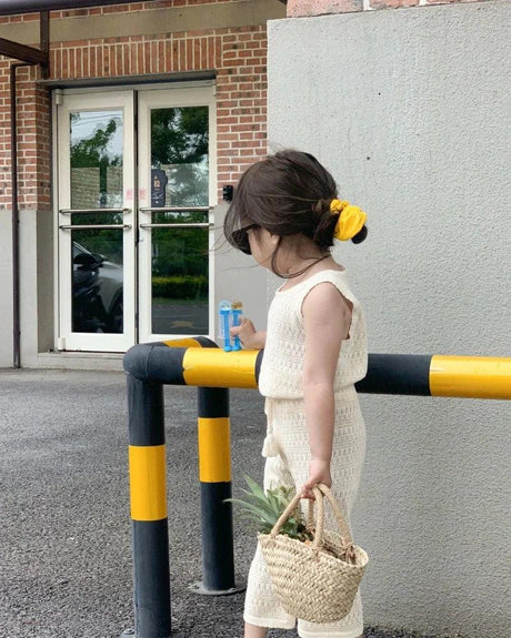 Girls Breathable Knit Summer Vest And Wide Leg Pants Set - Omega Lifestyles