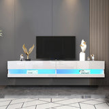 Modern Wooden Floating TV Stand With LED Lights