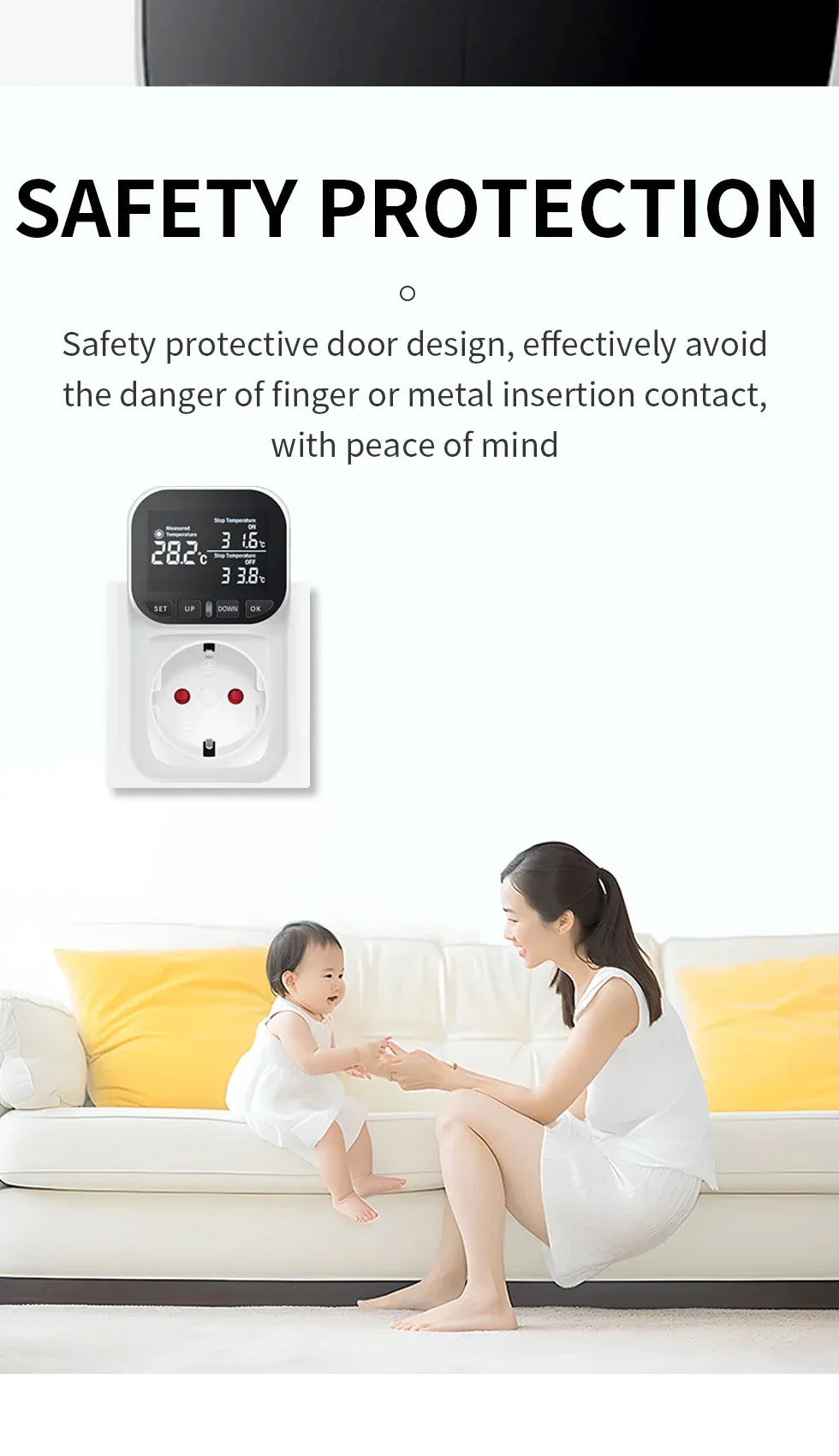 Digital Display Temperature Controller Thermostat Socket - Omega Lifestyles