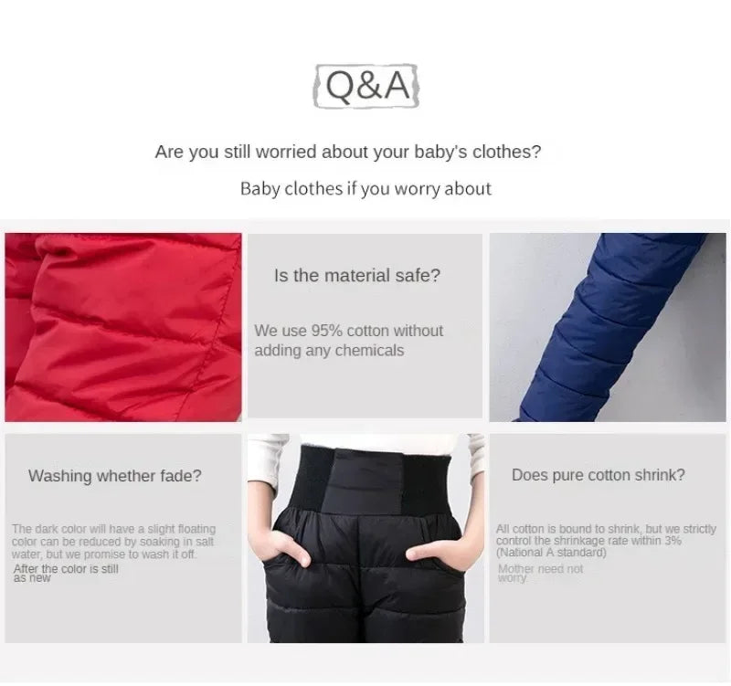 Kids Winter Cotton Padded Warm Elastic Waist Leggings - Omega Lifestyles