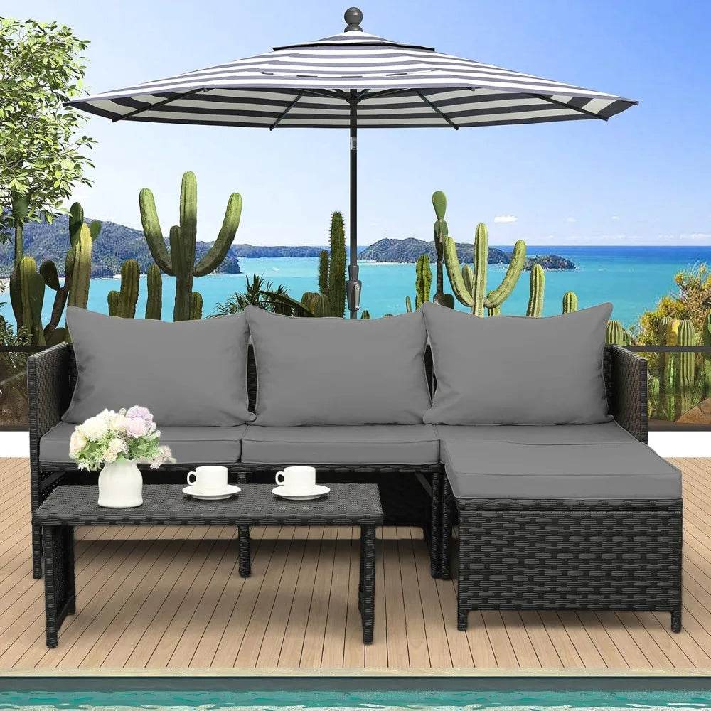 3-Piece Outdoor PE Rattan Furniture Set - Omega Lifestyles