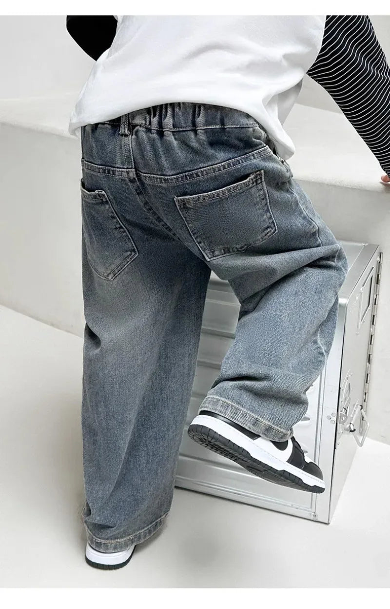 Kids Cotton Polyester Blend Straight Leg Jeans - Omega Lifestyles