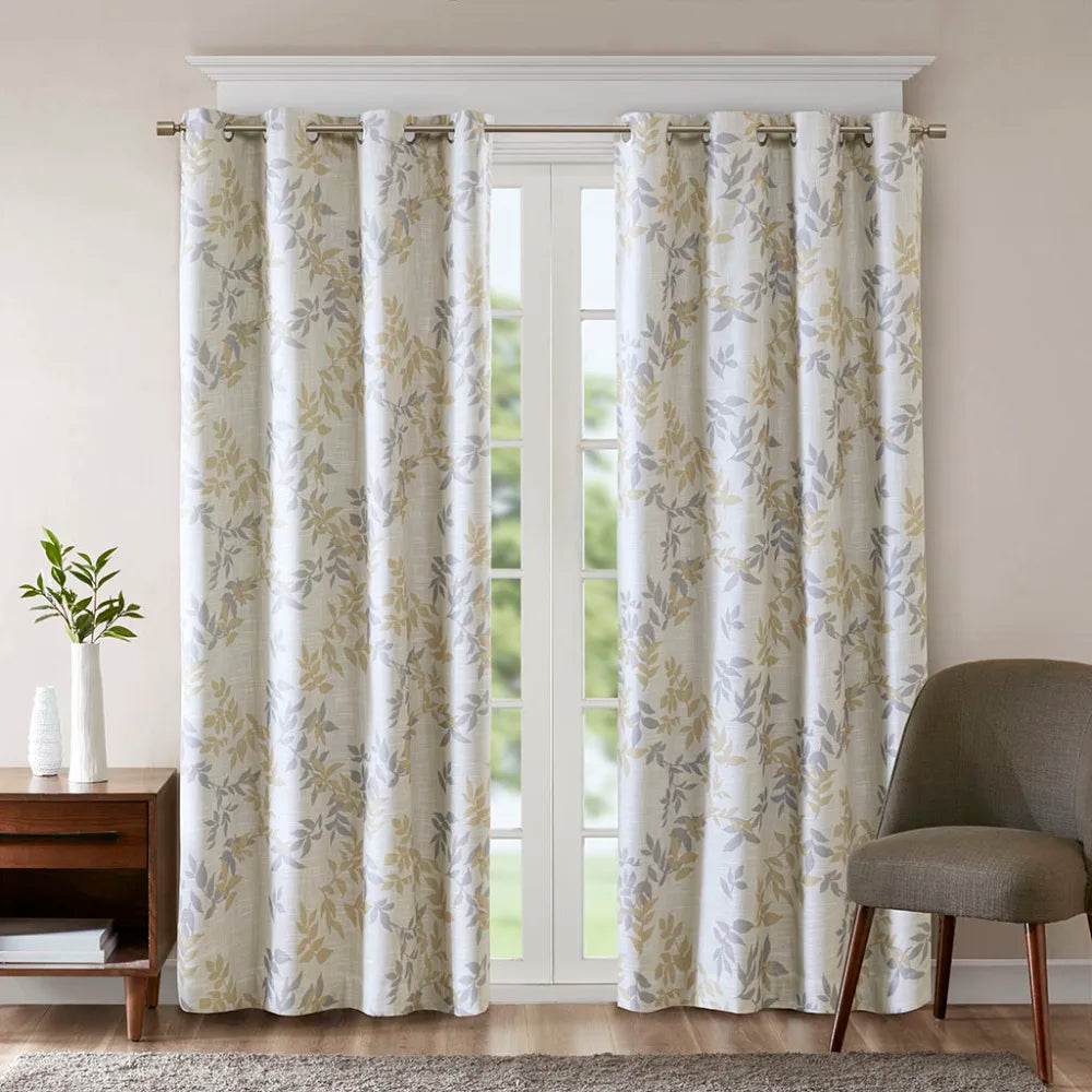 Printed Botanical Blackout Curtain Panel With Privacy