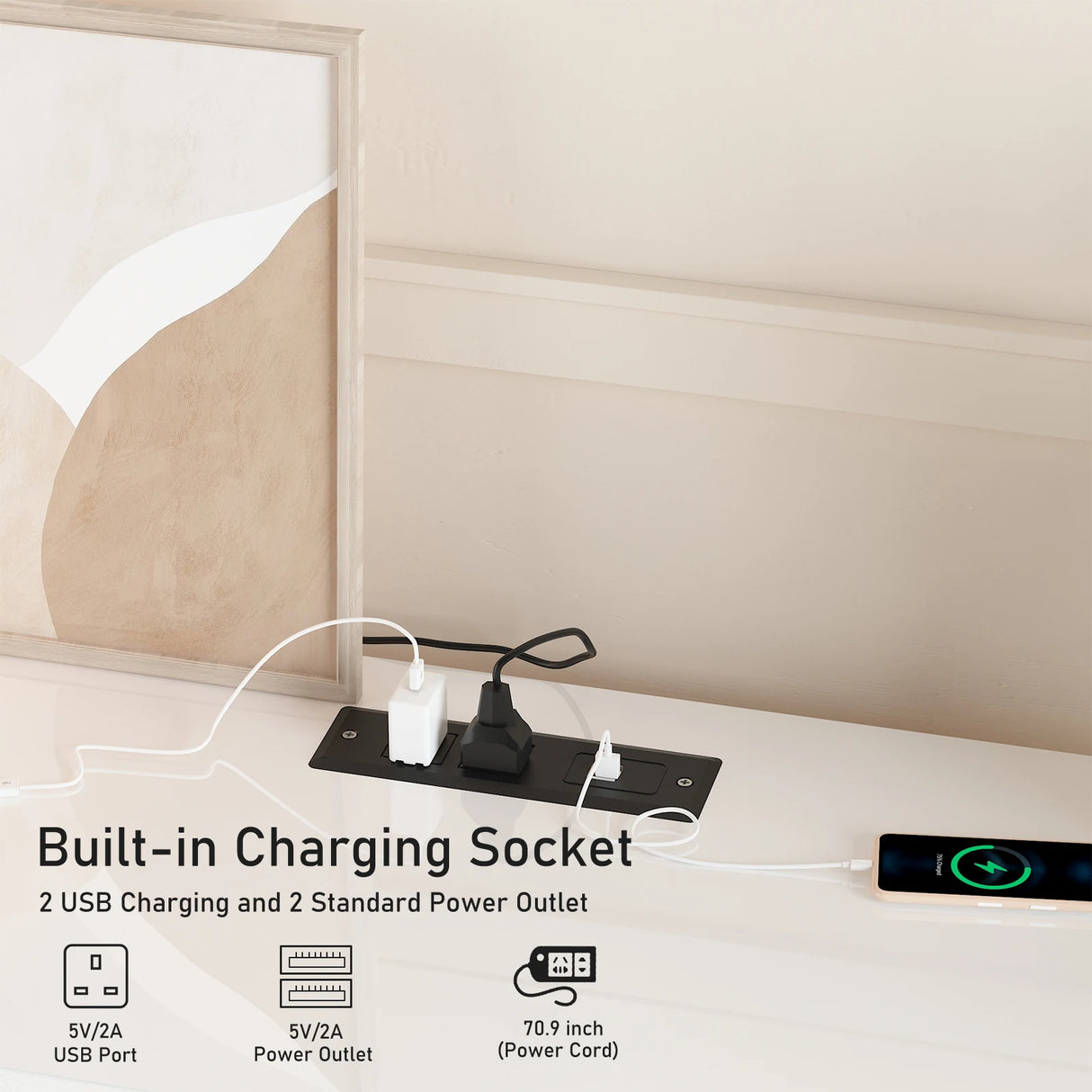 Modern High Gloss 72-Inch LED TV Stand With Storage