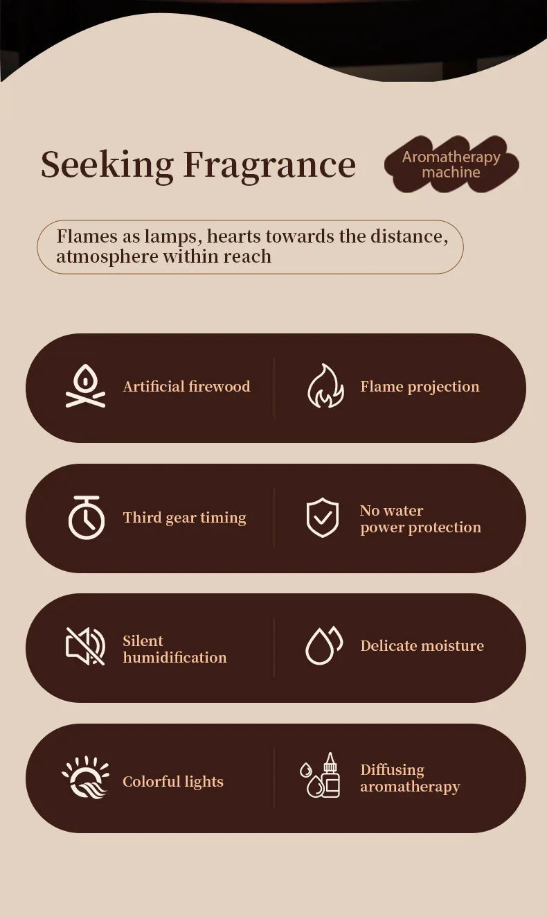 Fireplace Ultrasonic Essential Oil Aroma Diffuser Humidifier - Omega Lifestyles