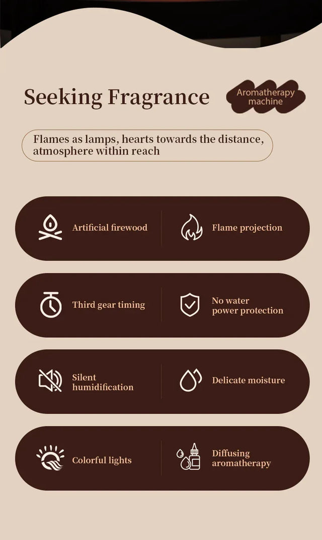 Fireplace Ultrasonic Essential Oil Aroma Diffuser Humidifier - Omega Lifestyles