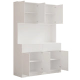 American Country Antique Wood Pantry Cabinet With LED Lights