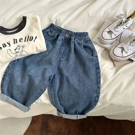 Children's Casual Loose Fit Cotton Denim Jeans - Omega Lifestyles