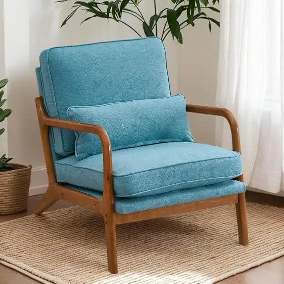 Mid-Century Linen Upholstered Accent Chair - Omega Lifestyles