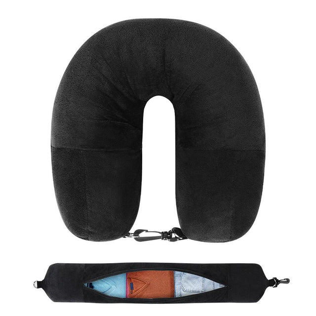 Travel Neck Pillow With Velvet Cover And Storage Bag - Omega Lifestyles