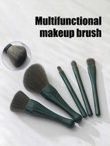5-Piece Portable Soft Wool Fiber Makeup Brush Set With Mirror - Omega Lifestyles