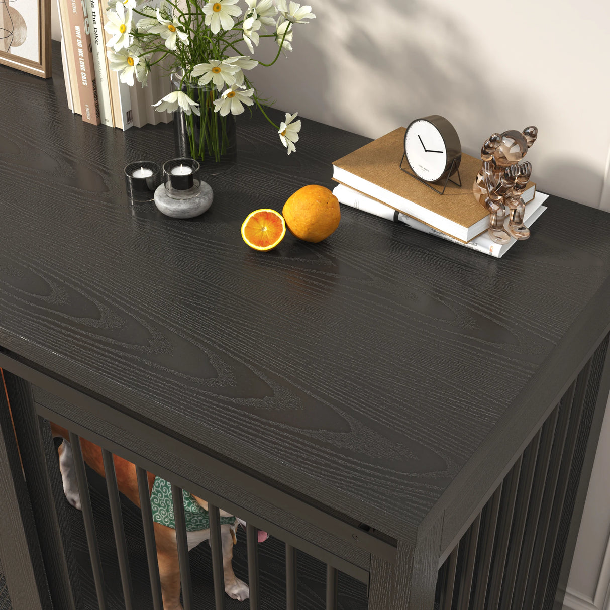 Farmhouse Wooden Large Dog Crate TV Stand Furniture