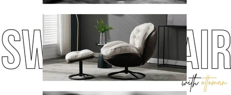 Cream Linen Mid Century Swivel Accent Chair - Omega Lifestyles