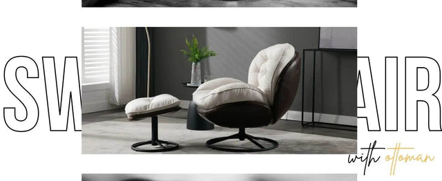 Cream Linen Mid Century Swivel Accent Chair - Omega Lifestyles