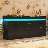 Modern 9-Drawer Wooden Dresser With LED Light