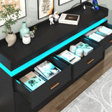 Modern 7-Drawer Wooden Dresser With LED Light