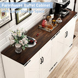Farmhouse 65-Inch Wood Adjustable Shelf Sideboard Cabinet