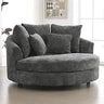 Oversized Round Barrel Chenille Fabric Accent Chair With Ottoman - Omega Lifestyles