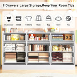 9-Drawer Wooden Dresser With LED Lights And Charging Station