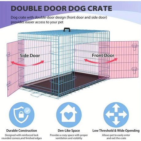 Folding Heavy Duty Iron Pet Crate For Dogs - Sleep Galleria