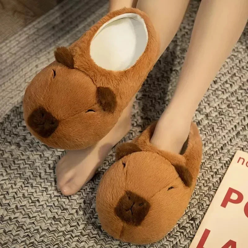 Capybara Plush Indoor Winter Slip-On Cozy Slippers