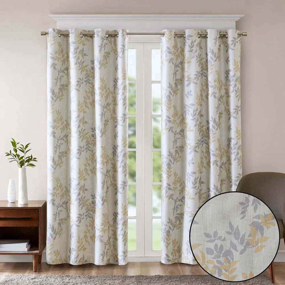 Printed Botanical Blackout Curtain Panel With Privacy