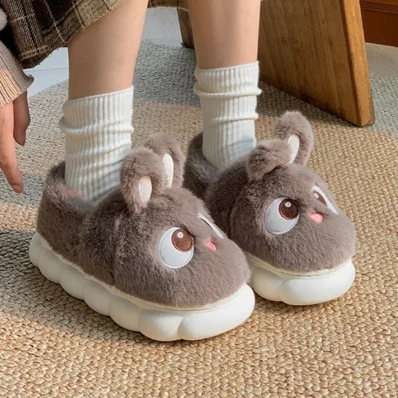 Women’s Cute Plush Flannel Indoor Winter Rabbit Slippers